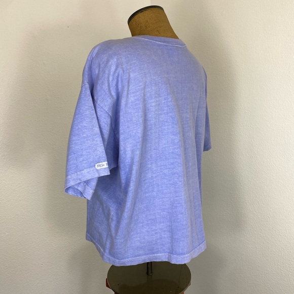 Fresh Produce Boxy Loose Crop Tee OS Floral Butterfly Appliqué 90's Classic Top - Picture 8 of 9